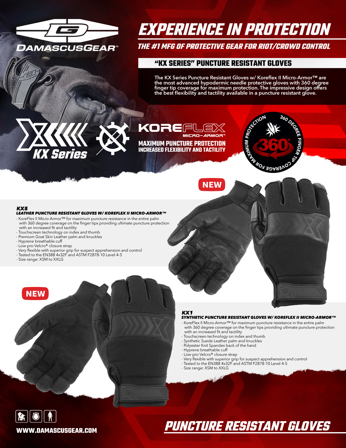 Synthetic Puncture Resistant Gloves w/ Koreflex II Micro-Armor - Damascus  Gear