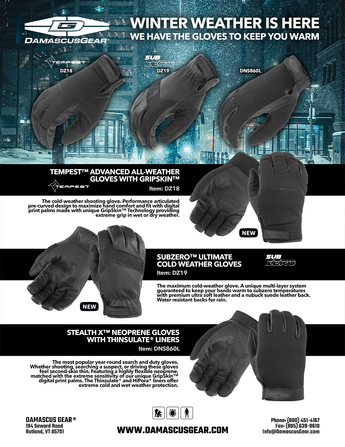 SubZero™ Ultimate Cold Weather Gloves - Damascus Gear